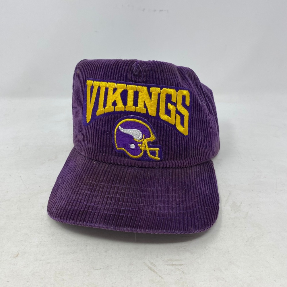 Vintage Minnesota Vikings Corduroy Snapback Hat Purple NFL 90s Made in USA Hat